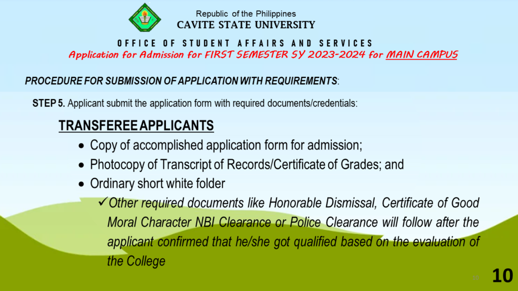 First Semester SY 2023-2024 Application for Admission – Cavite State