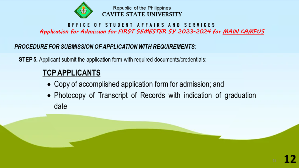 First Semester SY 2023-2024 Application for Admission – Cavite State