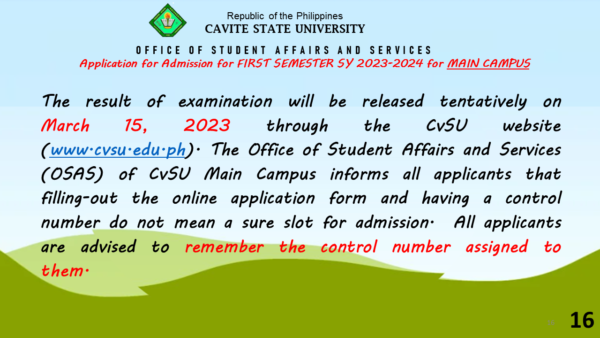 First Semester SY 2023-2024 Application For Admission – Cavite State ...