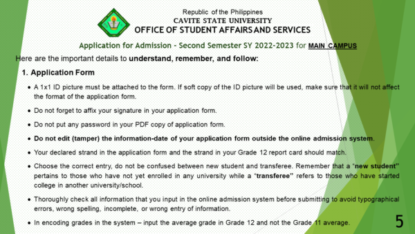 Second Semester SY 2022-2023 Application for Admission – Cavite State ...