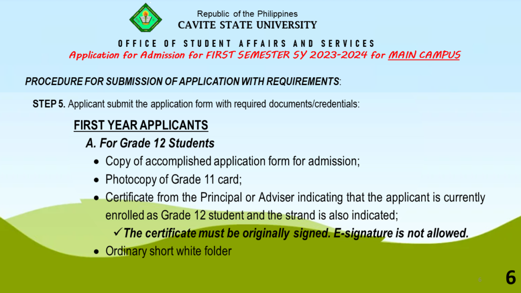 First Semester SY 2023-2024 Application for Admission – Cavite State