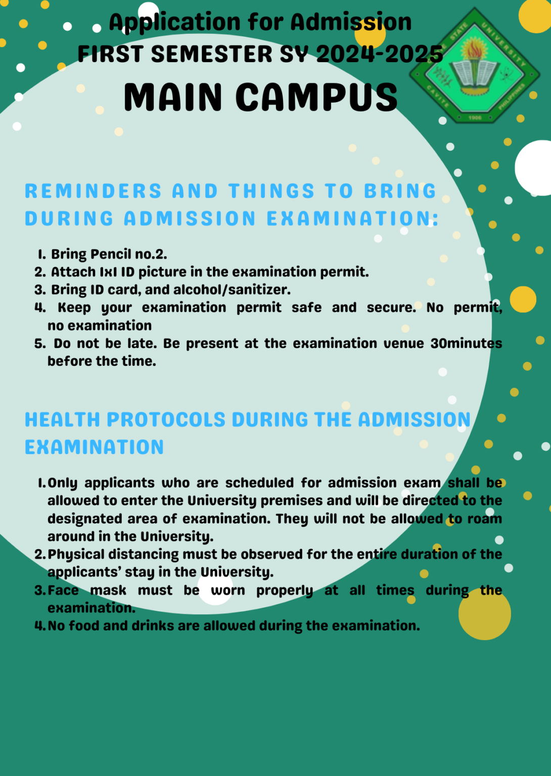 First Semester SY 20242025 Application for Admission Cavite State